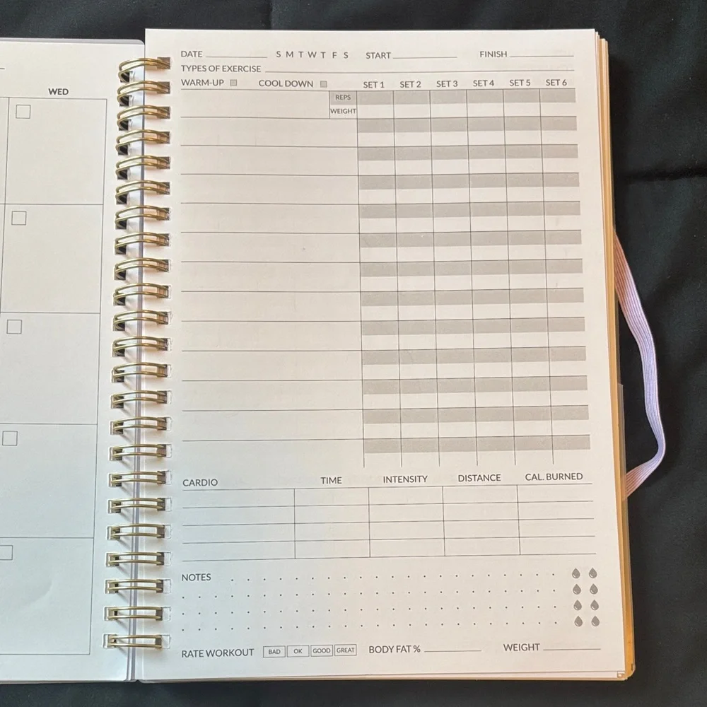 Purple and Gold Spiral Fitness Journal